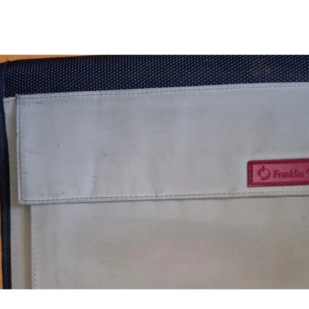 Franklin Covey Zipper Planner Binder 7 Ring Tan Black Canvas Mesh Organizer